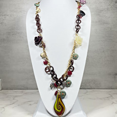 VTG Signed Erickson Beamon Runway Statement Necklace Flower Swirl Glass Pendant