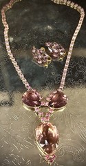 Antique Czech Czechoslovakia Bohemian Amethyst Glass Rhinestone Demi Parure Set