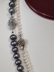 Vintage 14k White Gold Peacock Pearl & Sterling Silver Pearl Necklaces See Video