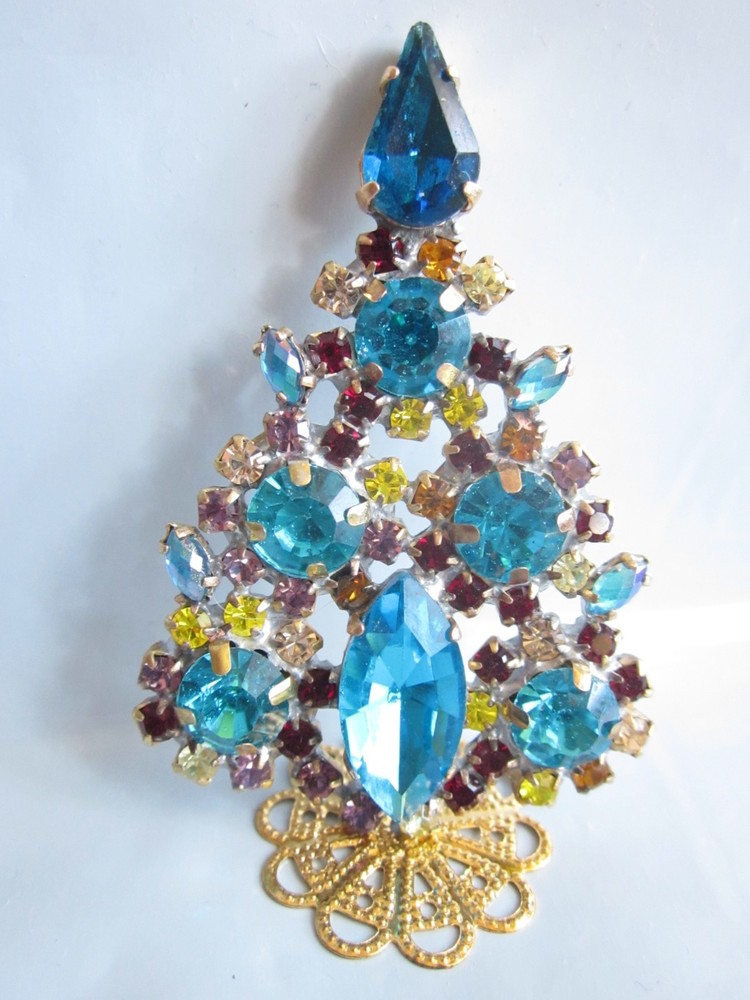 RHINESTONE BEAUTIFUL CZECH HANDMADE CHRISTMAS TREE DECORATION STANDING T110
