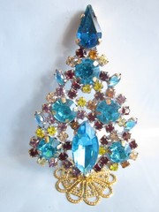 RHINESTONE BEAUTIFUL CZECH HANDMADE CHRISTMAS TREE DECORATION STANDING T110