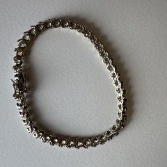 Bracelet 925 Silver, Vintage , Clear CZ Cubic Zirconia Round Tennis Bracelet 7”