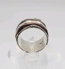 Sterling Silver Vintage Mixed Metal 3 Band Spinner Ring Size 8