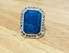 Antique/Vintage Sterling Silver Lapis Lazuli And Marcasite Ring. Art Deco