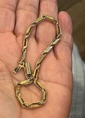 10k gold tube barrel clasp paper clip bracelet 2.95 grams #3