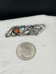 Art Deco German Ivy & Berry CORAL 830 Silver Ring SZ 9.75 & Brooch Spring set