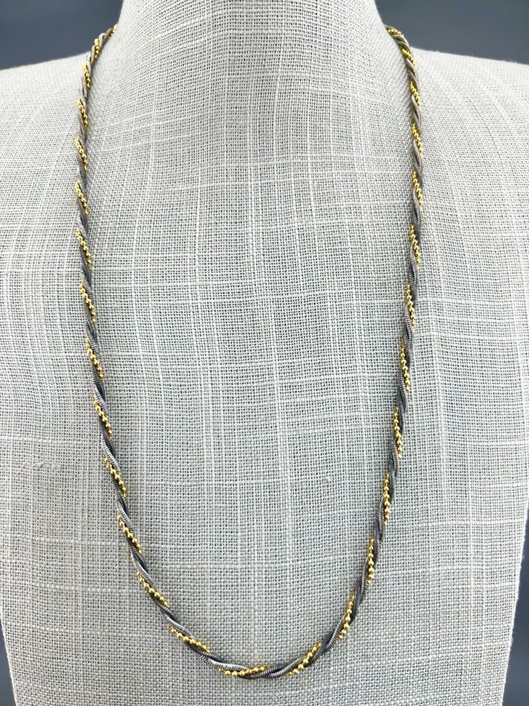 Napier Necklace Twisted Two Tone Multi Strand Silver Gold Tone Signed 24” READ