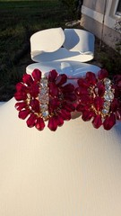 Glamorous large vintage MCM rhinestone, red dangle crystal cha cha clip earrings