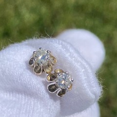 Vintage 14K White Gold Diamond Stud Earrings Belcher Set Appraised @ $1228 Video