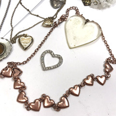 Vintage To Mod Heart Jewelry lot Love Retro Rockabilly locket 1+ pounds Coquette