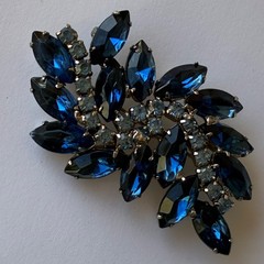 Vintage Blue Crystal Brooch Pin
