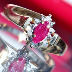 14k yellow gold ring 0.41ct natural diamond & treated ruby size 7 vintage 2.2gr