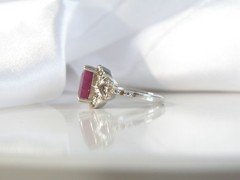 Vintage Sterling Silver 925 Raw Natural Ruby Diamond Ring Size 6