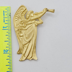 Glorious Figural Trumpeting Angel Gold Tone Hallmarked 1989 Vintage Brooch Pin
