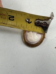 Antique Victorian Portrait Cameo Pendant Brooch W Engraved 10K Gold Bezel 5 gram