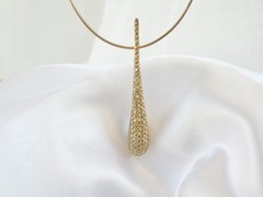 Dallas Prince Gold on Sterling Silver Modernist Marcasite Pendant Necklace