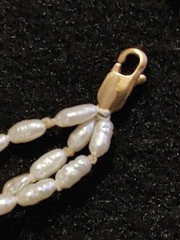 Vintage -Bracelet -3 Strand – Rice Pearls & 14k Gold Filled Clasp/Beads- 8.5 in