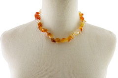 Tumbled Carnelian Stone Agate Beaded Choker Necklace-Irregular Polished Stones