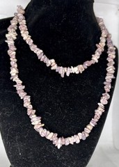 Long Strand Necklace -Natural Garnet Beads Agate -32 in