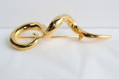 Vintage Goldtone Unique Spiral Design 3-1/8″ Brooch Pin