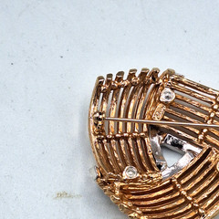 VINTAGE PUCCINI Gold and Silver Tone Abstract Triangular Brooch
