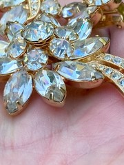 VTG Eisenberg Ice Clear Rhinestone Floral Spray Brooch And Earrings Set WOW!!!!