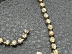 Vintage AB Rhinestone Aurora Borealis Waterfall Fringe Lavalier Necklace Choker