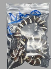 Tibetan Nepal Etched Agate Beads Lot,single Line Agate Decorated Necklace 1900
