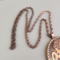 Vintage Copper Bell Kachina Pendant Necklace 29″ Large Round 2 5/8″