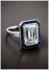 4.10 Ct Diamond & Sapphire Art Deco Vintage Engagement Ring 925 Sterling Silver