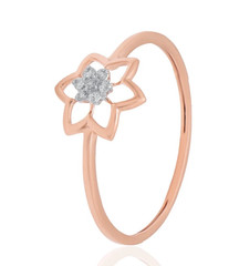 0.11TCW Round Cut White Moissanite Floral Cluster Pattern Ring 10K Rose Gold FN