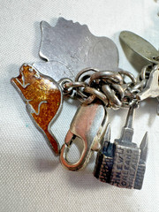 Sterling Silver Bell Trading Vintage link charm bracelet with 25 various charms