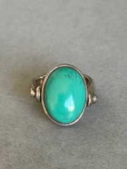 Vintage Unused Sterling Silver and Turquoise Hinged Ring Size 7 1/4
