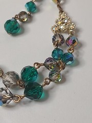 2 Layer Vintage Glass Bead Necklace 15.5 To 17 Inches Long