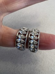 Vintage JMS 10K White Gold & Marquise Rhinestone Dangle Earrings – 5.7 GM – 1950