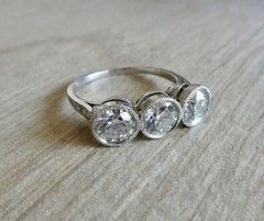 1920’s Antique Deco Old European Cut Diamond Platinum Bezel Milgrain Ring