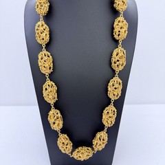 Vintage Chunky Gold Tone Necklace Runway Statement HUGE Heavy Nuggets Brutalist