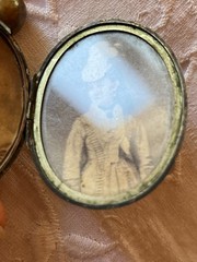 Antique Victorian Aesthetic Movement Locket Silver Tone Gilt Heron Crane