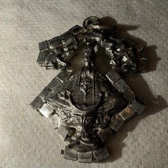 Silver Tone Religious Diamond Shape Charm Pendant Textured Border Metal