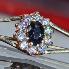 14k yellow gold 0.80ct sapphire, topaz pin brooch heated vintage 3.20gr N3810