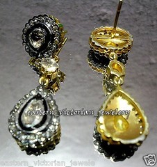 Vintage 2.25Ct Genuine Old Mine Rose Antique Cut Diamond Silver Earring Jewelry