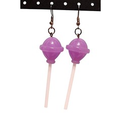 VTG Retro Chunky Fun Pink Lollipops Statement Dangle Everyday Earrings 3.5″