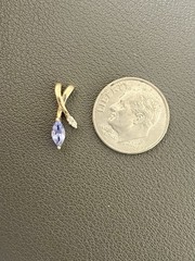 14KT Yellow Gold 0.15CT Tanzanite & 0.02CTW Diamond Pendant (K150)