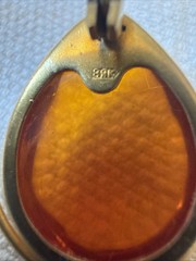 VTG Russian USSR Baltic Amber Insect Spider Gold Tone