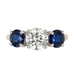 Peter Suchy GIA 3.31 Carat Diamond Sapphire Gold Platinum Engagement Ring