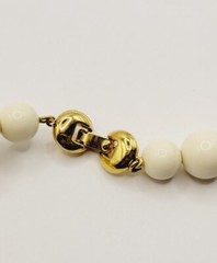 Monet Necklace Cream and Gold tone Long Large beaded Vintage 36 in