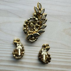 VTG Statement Brooch Earrings Match Set Navette Spiral Juliana Weiss MCM Gold