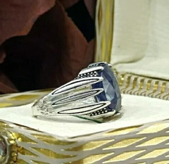 Natural Sapphire Ring Christmas Gift Unique Frame Turkish Frame Silver 925 Gifts