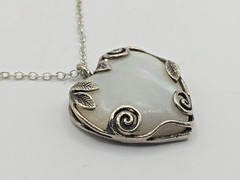 VTG Israel .925 Sterling Silver MOP Mother Of Pearl Heart Pendant 17.75″ Chain