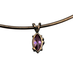 Sterling Silver Pink Stone Marquise Pendant Necklace Choker Mexico 5 3/4″ Dia.